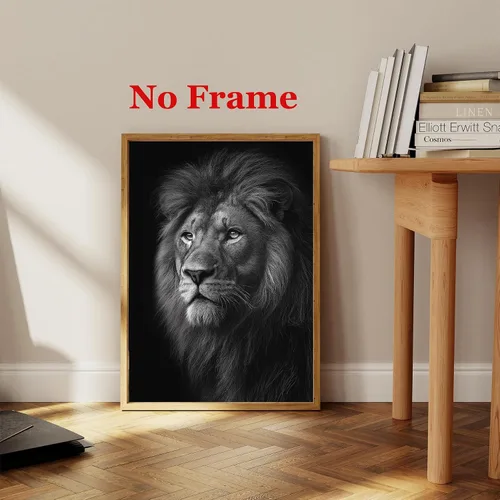 Vista 7 de Cuadro de león negro, pintura de retrato de animales, póster moderno de leones africanos, arte de pared de vida silvestre africana, póster moderno