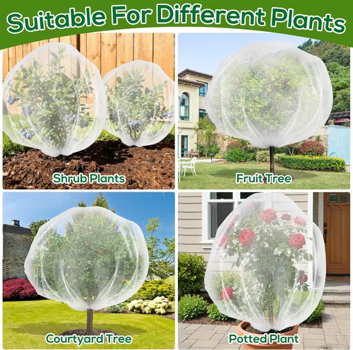 Vista 8 de Red para árboles frutales de 6 x 7 pies, cubierta de malla ultrafina para árbol de insectos de jardín con cordón, barrera transparente para plantas