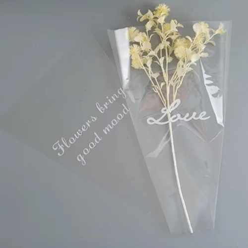 Vista 3 de Didiseaon 50 bolsas de plástico para ramo de flores, fundas de celofán desechables, bolsas de embalaje de ramo de flores transparentes para bodas