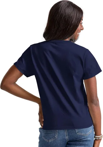 Vista 2 de Hanes Essentials, Camiseta de algodón con cuello redondo, camiseta de ajuste clásico para mujer
