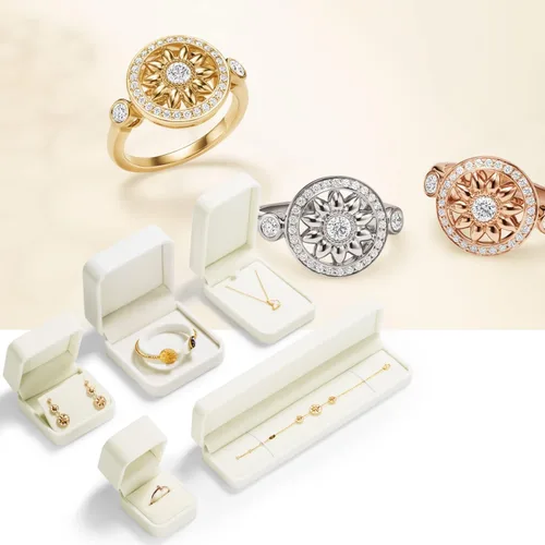 Vista 2 de Oirlv Caja de anillo de terciopelo para boda, día de San Valentín, anillos blancos