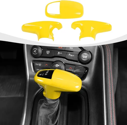 Vista 30 de RAZPOY Cubierta de la perilla de la palanca de cambios, protector de manija, accesorios interiores compatibles con Dodge Challenger Charger Negro