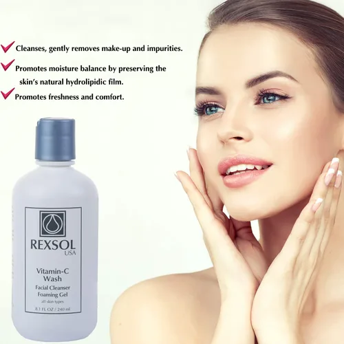 Vista 3 de REXSOL Gel espumoso de vitamina C Limpiador antienvejecimiento para pieles sensibles Limpiador facial diario natural con vitaminas A y E - 8.1
