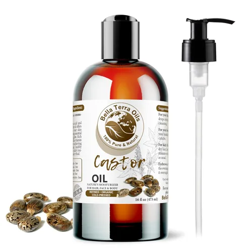Vista 10 de Bella Terra Oils - Botella de vidrio de aceite de ricino orgánico de 2 onzas - Deléitate con la nutrición orgánica pura de ricino, famosa por su