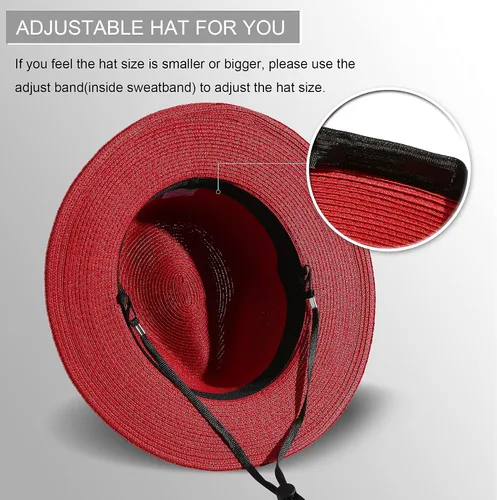 Vista 35 de Lanzom - Sombrero de paja playero para mujer, de ala ancha, plegable, estilo Fedora, UPF50+