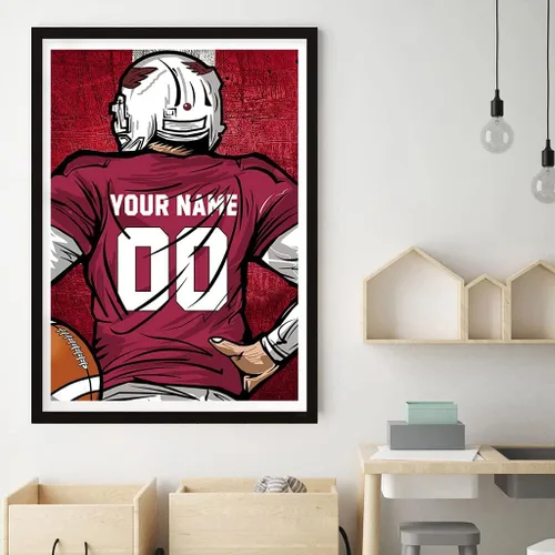 Vista 3 de Weadatty Pintura de diamante personalizada de fútbol con nombre y número, pintura personalizada de camiseta de fanático deportivo, arte de diamante