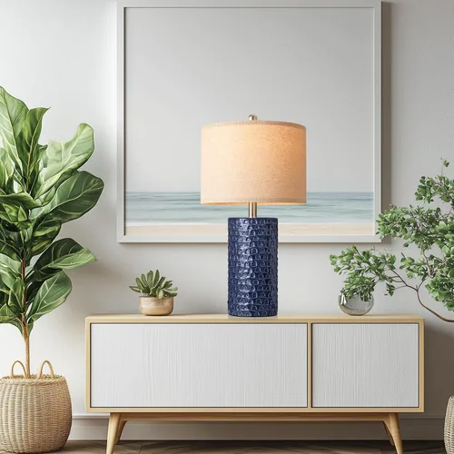 Vista 5 de PARTPHONER Juego de 2 lámparas de mesa de cerámica modernas de 23 pulgadas, lámparas de mesa para sala de estar, lámparas de noche rústicas