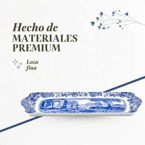 Vista 4 de Spode Blue Italian Collection - Bandeja para sándwiches (15.25 x 6.5 pulgadas), pieza rectangular de melamina con diseño de campo inspirado