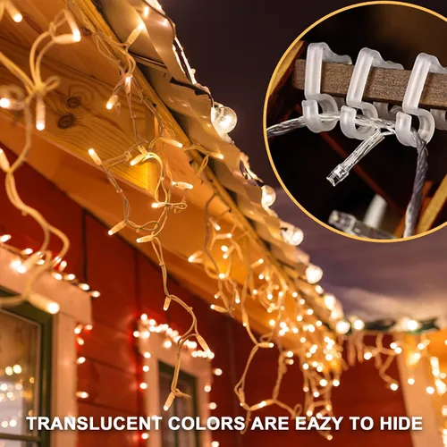 Vista 6 de Clips de luz navideños, clips de luz de Navidad, ganchos de canaleta para colgar al aire libre para decoración de Navidad, cadena de luces