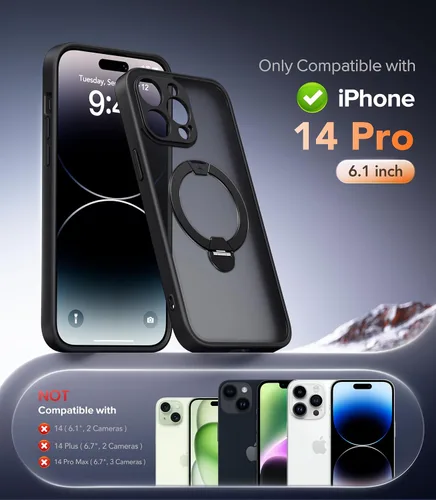 Vista 8 de Funda magnética mejorada para iPhone 14 Pro, soporte irrompible y magnético, protección de grado militar, funda para teléfono compatible