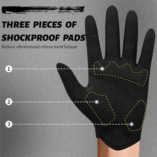 Vista 2 de VXW Guantes de ciclismo para hombres y mujeres, con tiras reflectantes y almohadilla antideslizante que absorbe los golpes para bicicletabicicleta