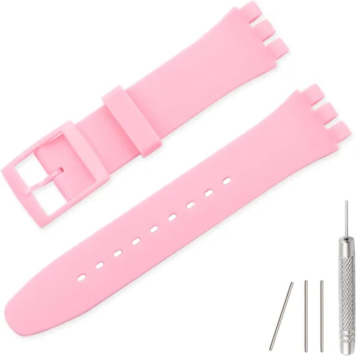 Vista 15 de Lijinlan Correa de silicona de repuesto para Swatch de 0.669 in, 0.748 in, 0.787 in, correa de reloj impermeable para Swatch Negro