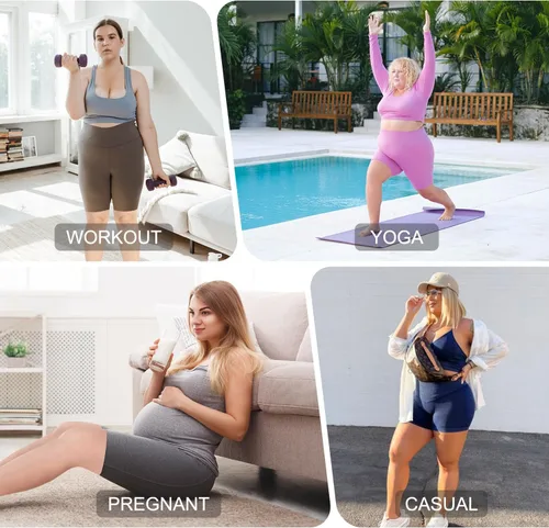 Vista 3 de FULLSOFT Pantalones cortos de ciclismo de talla grande para mujer, cintura alta, talla XL, 4X, control de abdomen, con bolsillos, pantalones cortos