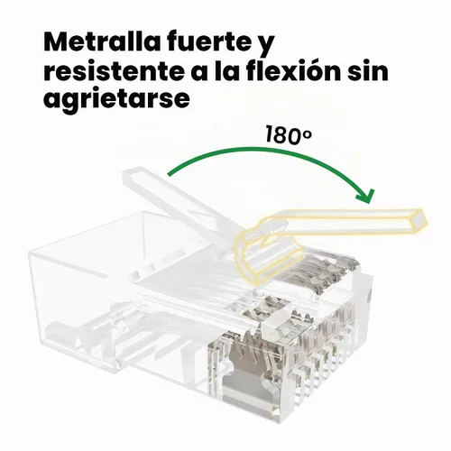 Vista 7 de CableGeeker Paquete de 100 conectores RJ45 Cat 6, chapados en oro Transparente