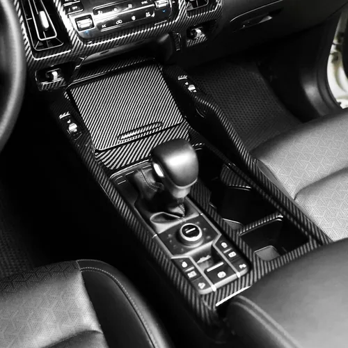 Vista 5 de YOUTOOCAR 2PCS Cubiertas de Panel de Palanca de Cambios Trim Compatibles con Kia Sorento 2021-2025 Accesorios (Patrón de Fibra de Carbono)