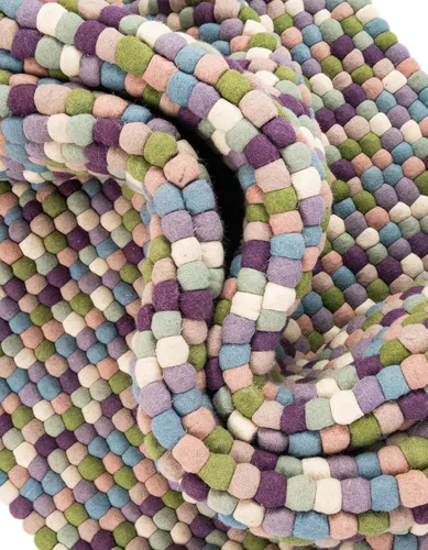 Vista 6 de Unique Loom Felt Ball Collection - Alfombra de área (2 pies, redonda, rosa y púrpura/marfil)