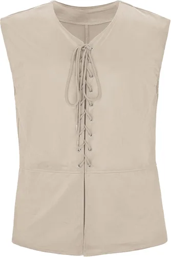 Vista 10 de Zando Chaleco pirata renacentista medieval vikingo para hombre, disfraz de Halloween o cosplay
