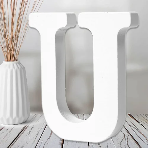 Vista 21 de AOCEAN Letras de madera blanca de 6 pulgadas, letras de madera sin terminar para decoración de pared, letras de pie, rebanadas, decoración
