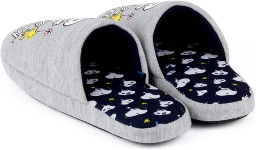 Vista 7 de PEANUTS Snoopy - Pantuflas para mujer en color gris marga, calzado de dibujos animados de Snoopy y Woodstock para mujer Zapatos de casa sin cordones