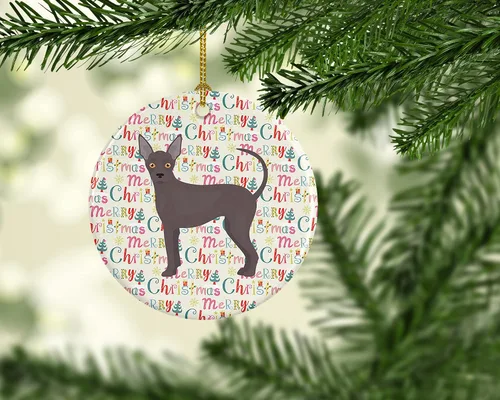 Vista 2 de Caroline's Treasures Abyssinian Sand Terrier - Adorno de cerámica para colgar en el árbol de Navidad, para el hogar, Navidad, fiestas, regalo, 3