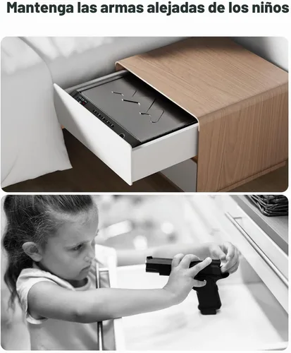 Vista 6 de HOLEWOR - Caja de seguridad para armas, cajas fuertes biométricas para pistolas con pantalla LCD de tiempo y batería, caja de seguridad