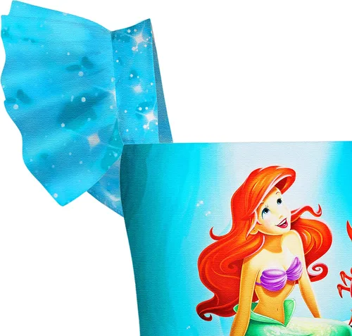 Vista 2 de QASALOP Little Girls Mermaid Princess Dress Toddler Cartoon Dresses Square Neck Ruffles Sleeve Costume Dress Up for 3-8 Years