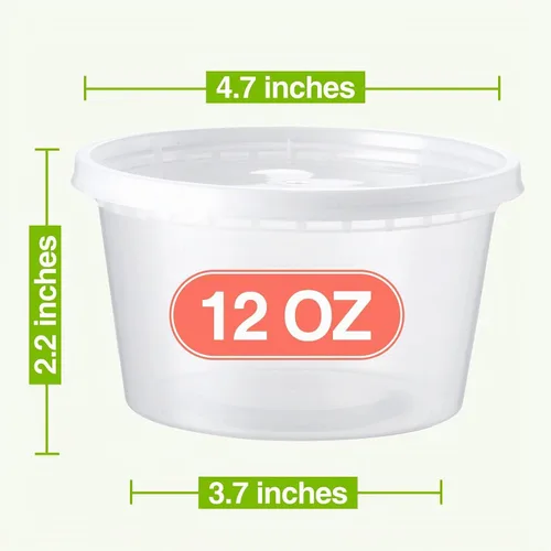 Vista 2 de NEEBAKE 75 juegos de recipientes de 12 onzas con tapas herméticos de plástico para almacenamiento de alimentos con tapas para sopa, slime, avena