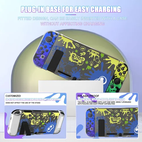 Vista 4 de Switch Case Compatible with Nintendo Switch(Splatoon 3),Switch Case Cover with Screen Protector,Playstand, Thumb Grip Caps for Nintendo Switch