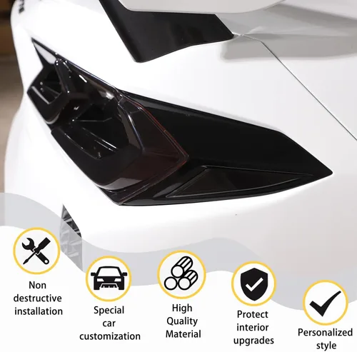 Vista 4 de Cubierta de luces traseras de automóvil compatible con Corvette C8 Stingray Z06 E-Ray 2020-2023 2024 2025, cubierta de lámpara trasera ahumada