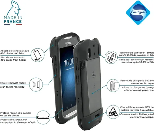 Vista 3 de MOBILIS Funda resistente para computadoras móviles Zebra TC51 TC52 TC56 TC57, grado militar, a prueba de golpes, compatible con accesorios de carga