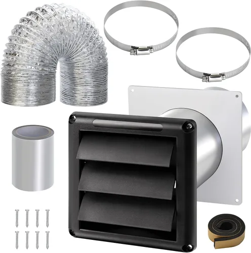 Vista 11 de Kit de ventilación de secadora a través de la pared con manguera/conducto conector/placa de pared, kit de conector de manguera de ventilación