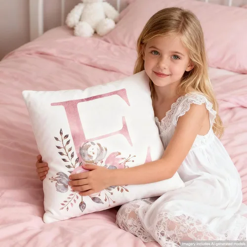 Vista 7 de Fundas de almohada rosa, lindas fundas de almohada decorativas con alfabeto, fundas de cojín cuadradas, protectores de almohada con letras