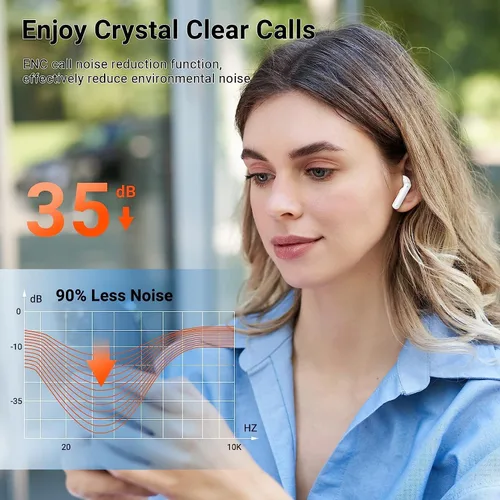 Vista 4 de Auriculares inalámbricos, Bluetooth 5.4 con graves profundos estéreo de alta fidelidad, tiempo de reproducción de 48 horas, micrófono