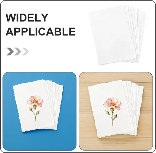 Vista 6 de Generic 25pcs Watercolor Paper - Thick Cotton Pulp Paper Sheets Rough Texture Deckled Edge A6 for Watercolors Acrylics Calligraphy and Creative Art
