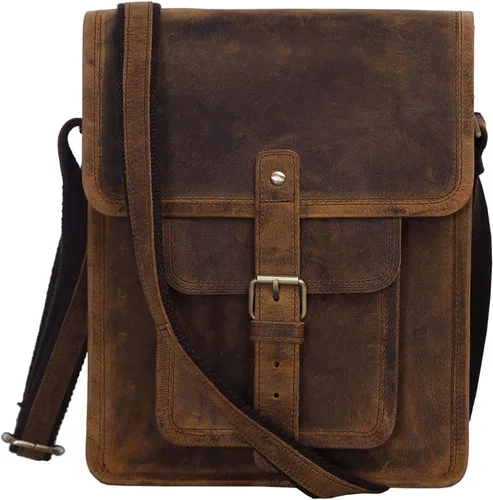 Vista 2 de Komals Passion Leather Bolsa de cuero resistente para iPad de 11 pulgadas bolsillo marrón desgastado