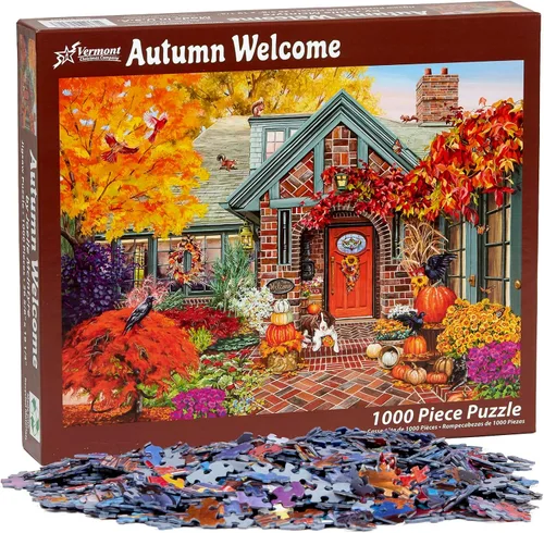 Vista 5 de Vermont Christmas Company Rompecabezas de bienvenida de otoño de 1000 piezas