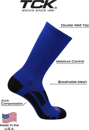 Vista 3 de TCK Solid Performance 2.0 Crew Socks - Elite Athletic Socks for Men and Women, Boys and Girls