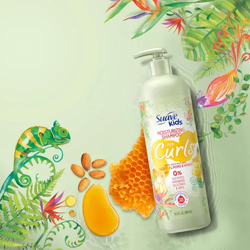 Vista 4 de Suave Champú natural para el cabello rizado con miel de almendra dulce para niños, sin desgarros, sin sulfatos, sin parabenos, sin siliconas, sin