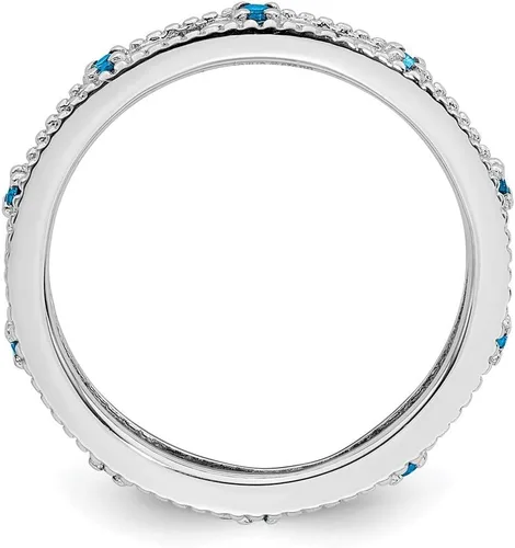 Vista 2 de Anillo de topacio azul apilable de plata de ley 925 maciza
