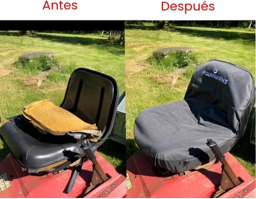 Vista 7 de POWERWORKS Cubierta para asiento de cortacésped Deluxe Riding resistente al clima, Mediana, Negra