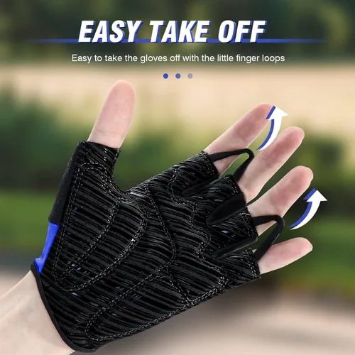 Vista 3 de Guantes de ciclismo para hombres y mujeres con almohadilla antideslizante que absorbe los golpes, peso ligero, ajuste agradable, guantes
