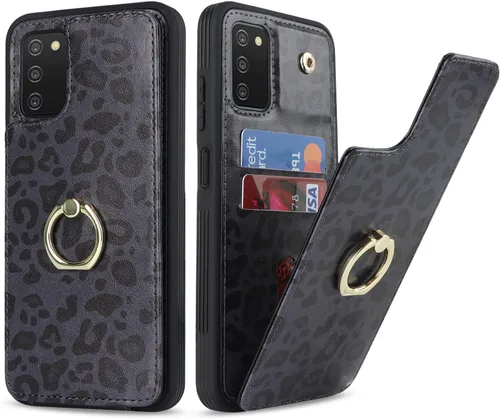 Vista 22 de Lipvina Funda para Samsung Galaxy A03s con tarjetero, Galaxy A03s Funda tipo cartera para mujer, tarjetero de crédito, soporte de anillo, fundas