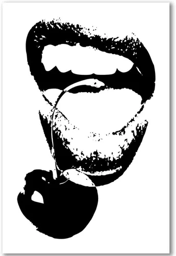Vista 8 de Arte de pared retro hipster – Arte extraño en blanco y negro de los años 70 con ojos femeninos y labios – Impresión abstracta preppy – Decoración