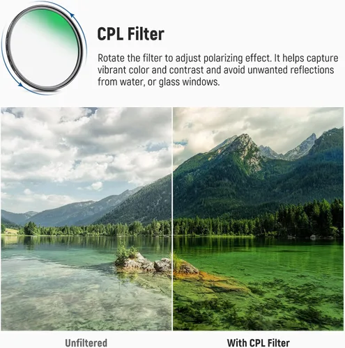 Vista 6 de NEEWER Kit de filtro de lente de 1.929 in ND8 ND64 CPL, densidad neutra+kit de filtro polarizador circular con 30 capas de revestimiento nano/vidrio