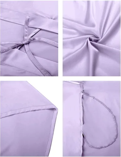 Vista 4 de SIORO - Albornoz de satén para mujer, sedoso kimono, para novia, damas de honor, boda, fiesta, salón, corto, XS-XXL