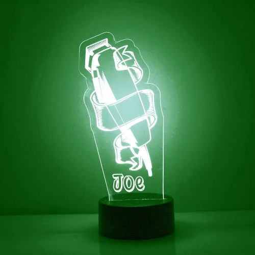 Vista 17 de Luz de noche personalizada para barbería con letrero LED de poste de barbero con mando a distancia, pantalla iluminada con nombre o imagen Peluquero