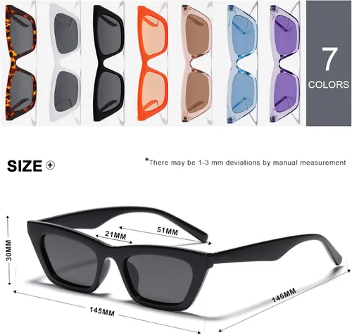 Vista 5 de VANLINKER Pequeños lentes de sol de ojo de gato para mujer estilo retro diminuto cuadrado sombra VL9555