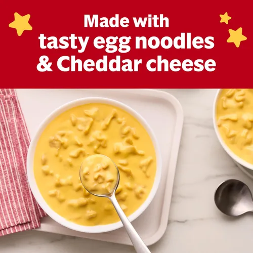 Vista 4 de Campbell's Sopa condensada de fideos con queso cheddar para niños, lata de 10.5 onzas