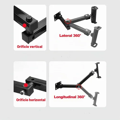 Vista 6 de Soporte de pared plegable ajustable para tableta de teléfono multiángulo de 4.7 ~ 12.9 pulgadas (negro)