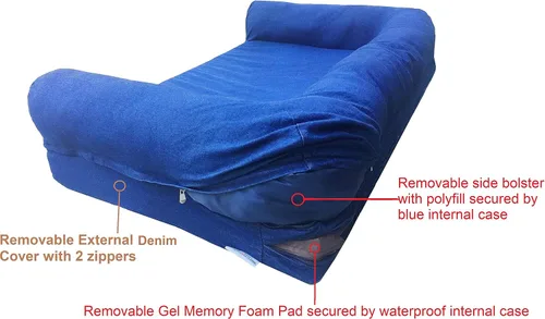 Vista 3 de dogbed4less Sofá cama ortopédica de espuma viscoelástica de gel prémium con forro impermeable y funda de mezclilla, tumbona de 47 x 29 pulgadas
